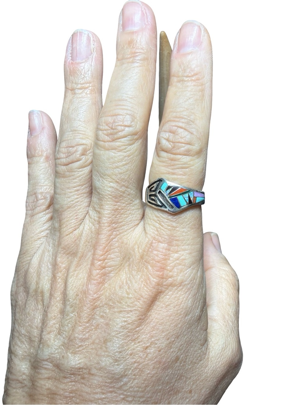 Sterling Silver Inlay Multi-Color Women’s Ring - Picture 11 of 11